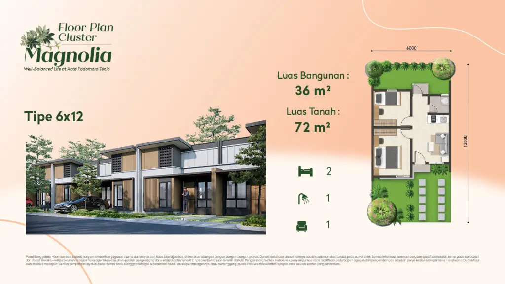 denah rumah delux magnolia tipe 6x12 denah rumah delux magnolia tipe 6x12